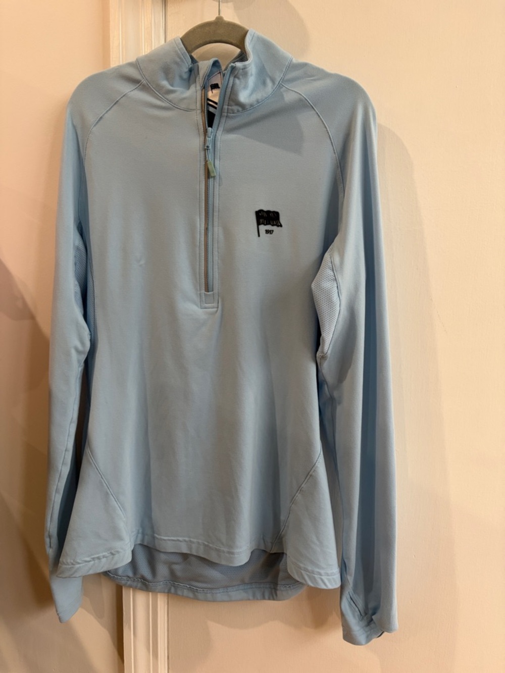 Light Blue Quarter-Zip long sleeve golf shirt